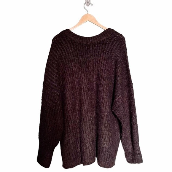 NWT Free People Blue Bell Sweater Oversized Chunky Knit Black Jumper Size Medium - Picture 5 of 15